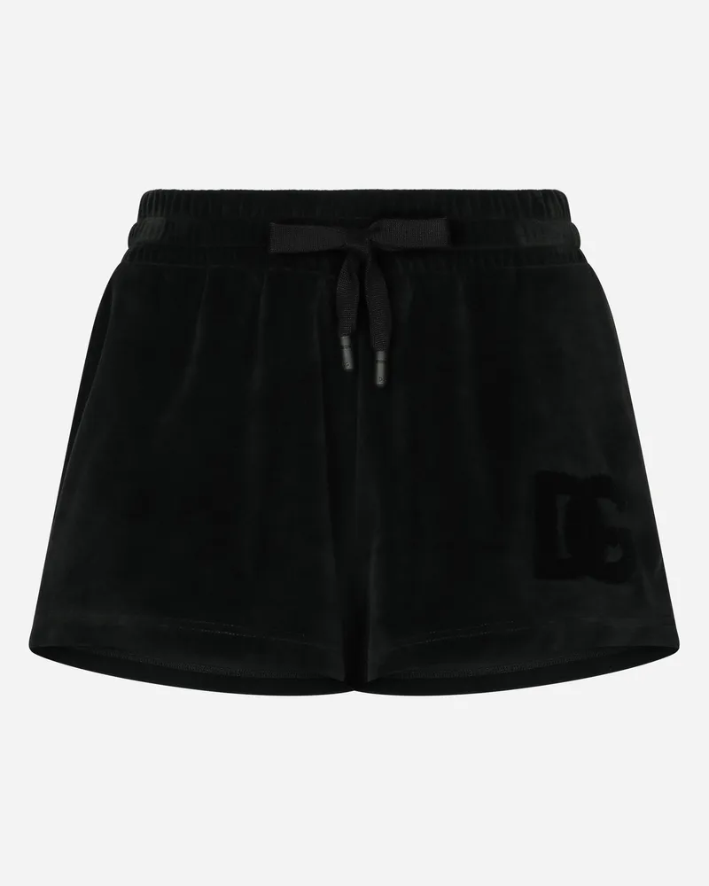 Dolce & Gabbana Shorts Aus Chenille Mit -stickerei - Frau Hosen Und Shorts Schwarz Baumwolle Schwarz