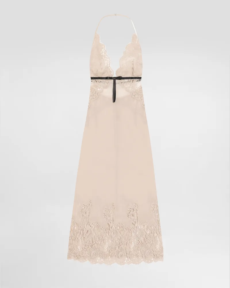 Dolce & Gabbana Unterrock Aus Georgette Mit Details Aus Spitze - Frau Unterwäsche Beige Beige