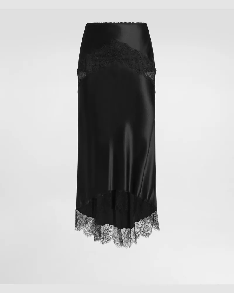 Dolce & Gabbana Silk Satin Skirt - Frau Röcke Schwarz Seide Black