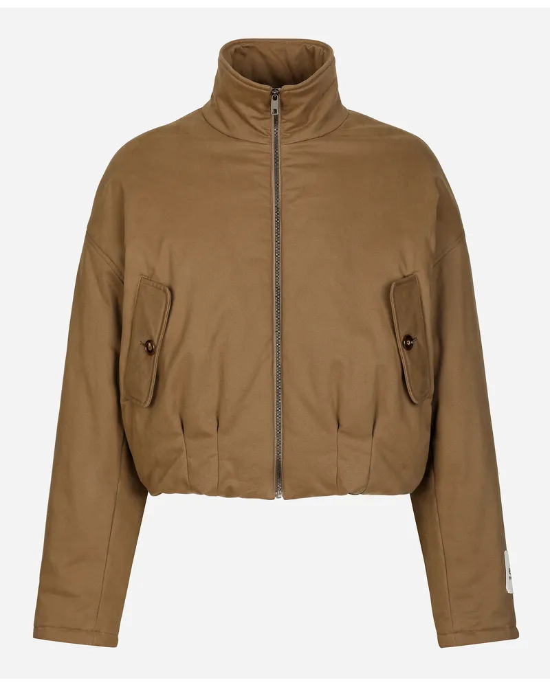 Dolce & Gabbana Wattierte Jacke Stretch-Drillich gewaschen Grau