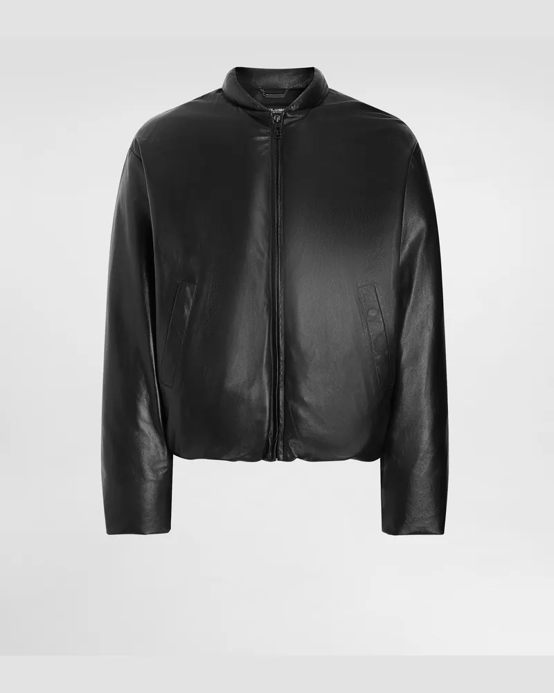Dolce & Gabbana Wattierte Bomberjacke Aus Schafleder - Mann Mäntel Und Jacken Schwarz Schwarz