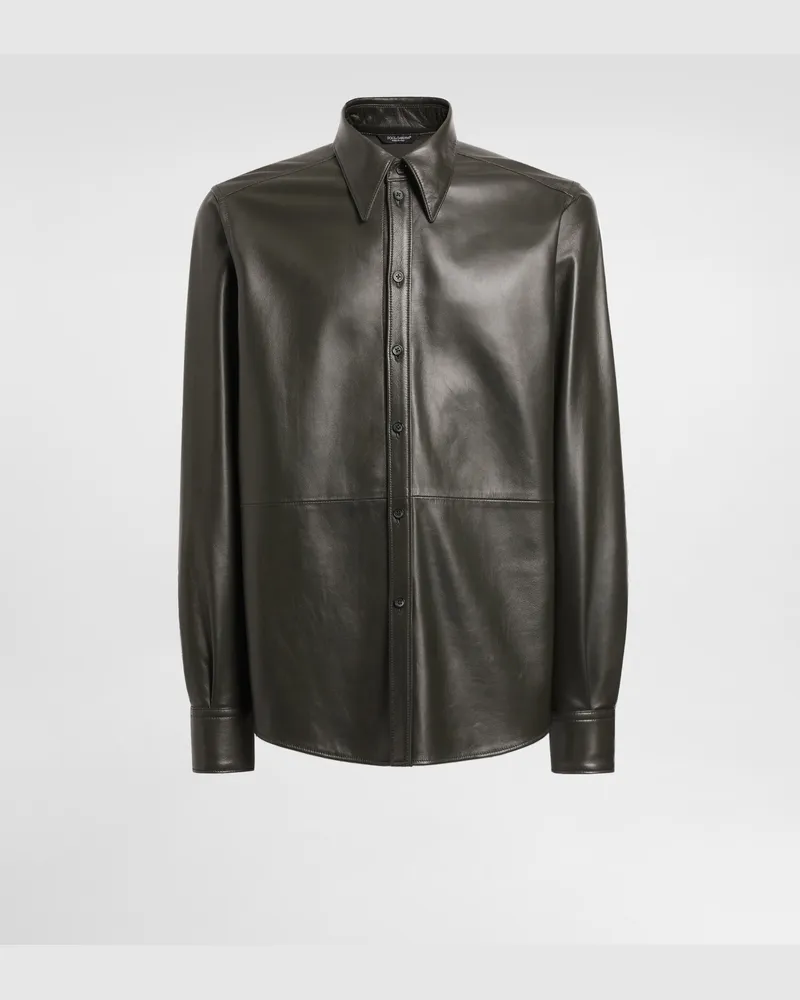 Dolce & Gabbana Nappa Leather Shirt - Mann Mäntel Und Jacken Green Green