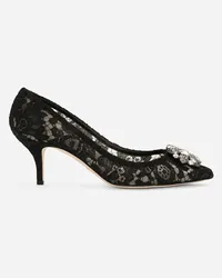 Dolce & Gabbana Lace rainbow pumps with brooch detailing Schwarz