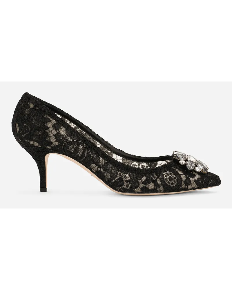 Dolce & Gabbana Lace rainbow pumps with brooch detailing Schwarz