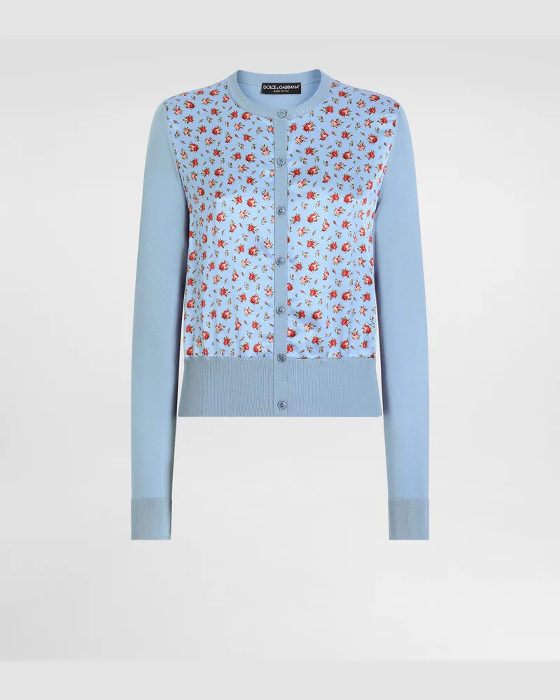 Dolce & Gabbana Small Rose-print Satin Cardigan - Frau Strickwaren Mehrfarbig Mehrfarbig