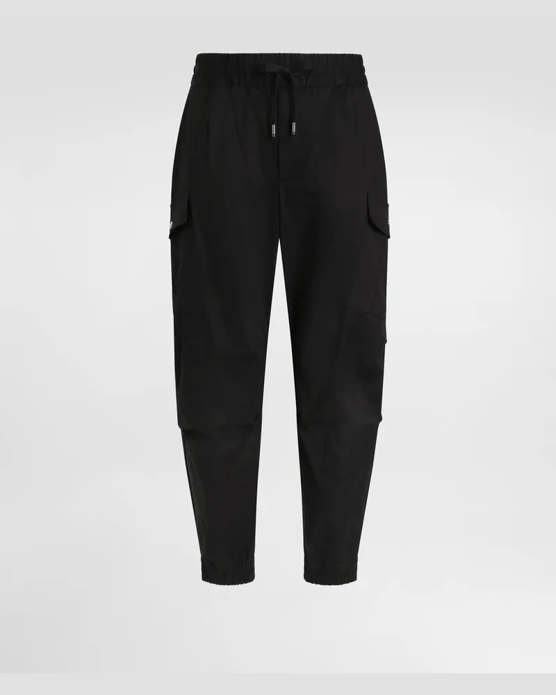 Dolce & Gabbana Cotton Cargo Pants With Branded Tag - Mann Hosen Und Shorts Schwarz Baumwolle Schwarz