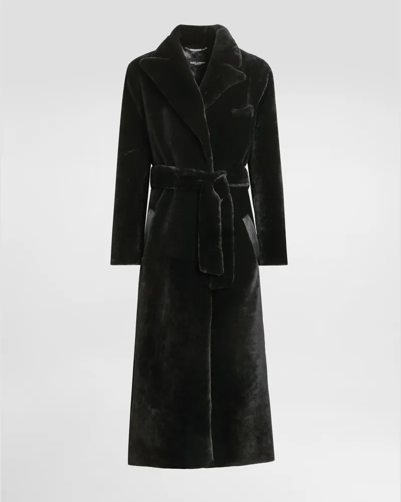 Dolce & Gabbana Double-breasted Shearling Coat - Mann Mäntel Und Jacken Schwarz Black