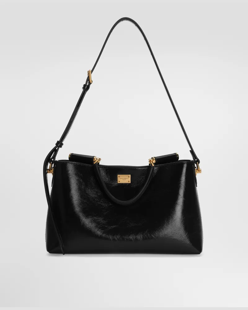 Dolce & Gabbana Vittoria Calfskin Handbag - Frau Collection Schwarz Schwarz