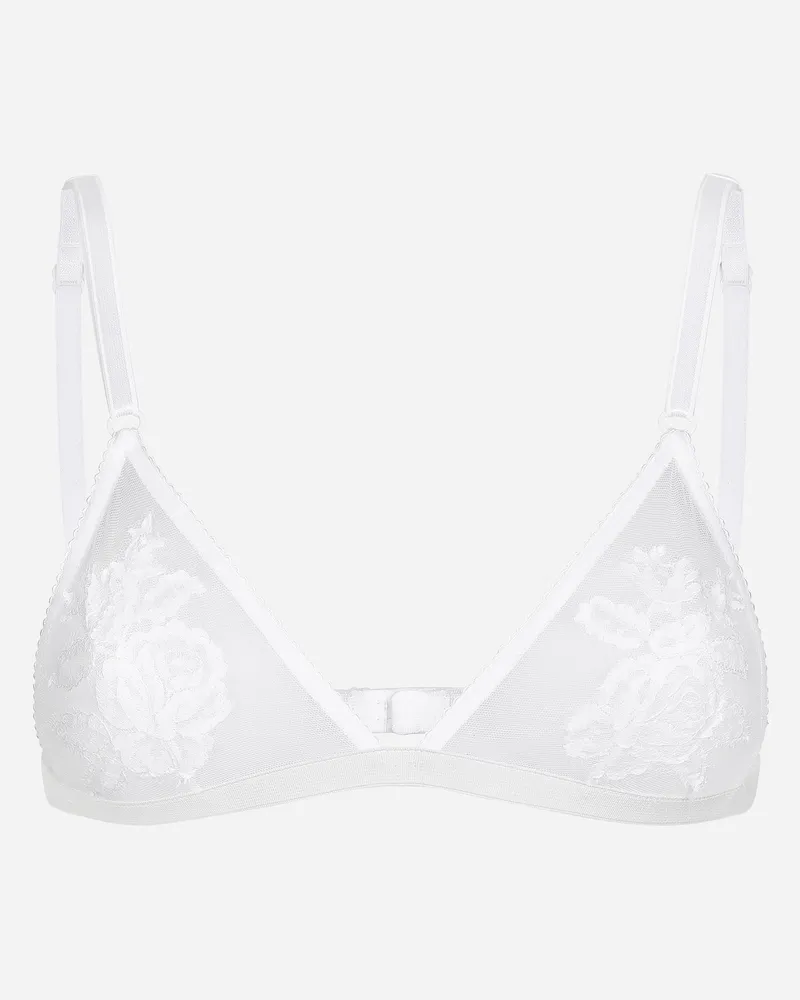 Dolce & Gabbana Soft-cup-triangel-bh Aus Spitze Und Tüll - Frau Unterwäsche Wei White