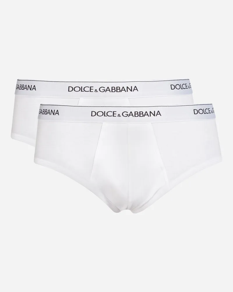 Dolce & Gabbana Zweierpack Slip Brando Baumwollstretch - Mann Unterwäsche Und Loungewear Wei� Baumwolle Weiss