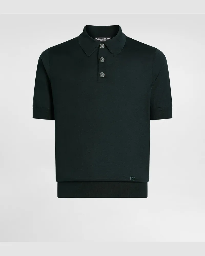 Dolce & Gabbana Silk Polo Shirt - Mann Strickwaren Green Green