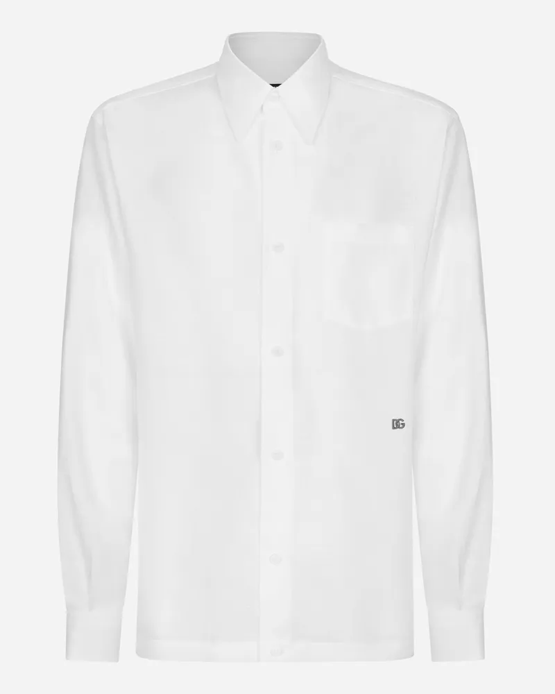 Dolce & Gabbana Hawaiihemd Leinen Mit Dg Hardware - Mann Hemden Wei� Leinen Weiss