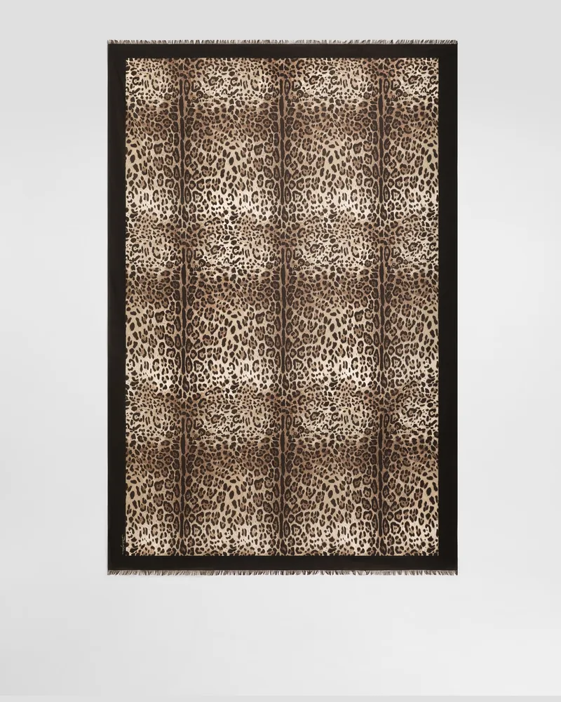 Dolce & Gabbana Pareo 110 X 190 Aus Baumwolle Leoprint - Frau Bademode Animalprint Drucken