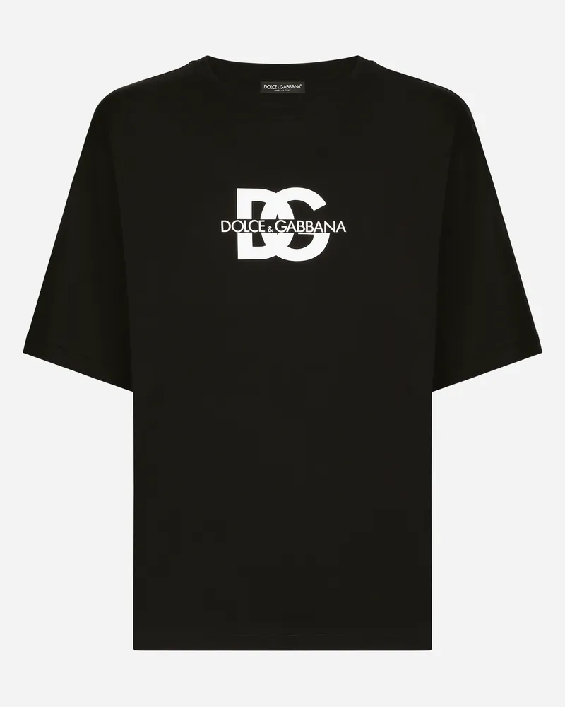 Dolce & Gabbana Kurzarm-t-shirt Print Dg-logo - Mann T-shirts Und Polos Schwarz Schwarz