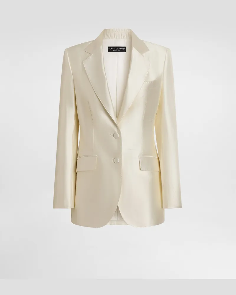 Dolce & Gabbana Einreihiger Blazer Aus Mikadoseide - Frau Blazer Wei� Seide White