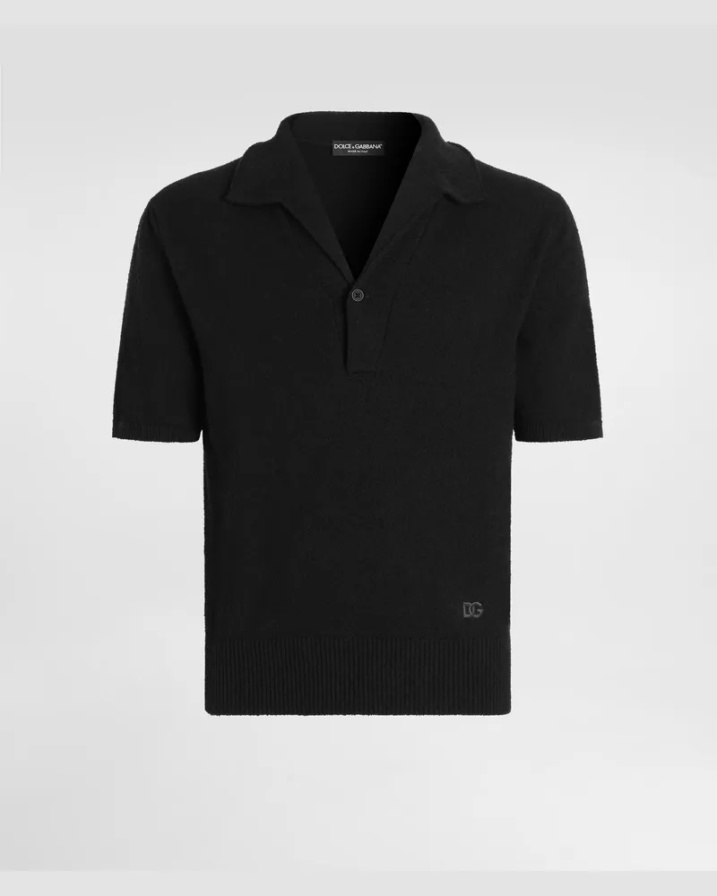 Dolce & Gabbana Cotton Blend Polo Shirt - Mann Strickwaren Schwarz Schwarz