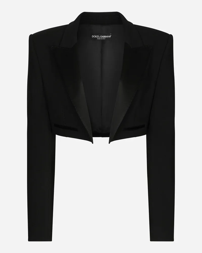Dolce & Gabbana Spenzer Im Smokingstil Aus Wollgabardine - Frau Blazer Schwarz Wolle Schwarz