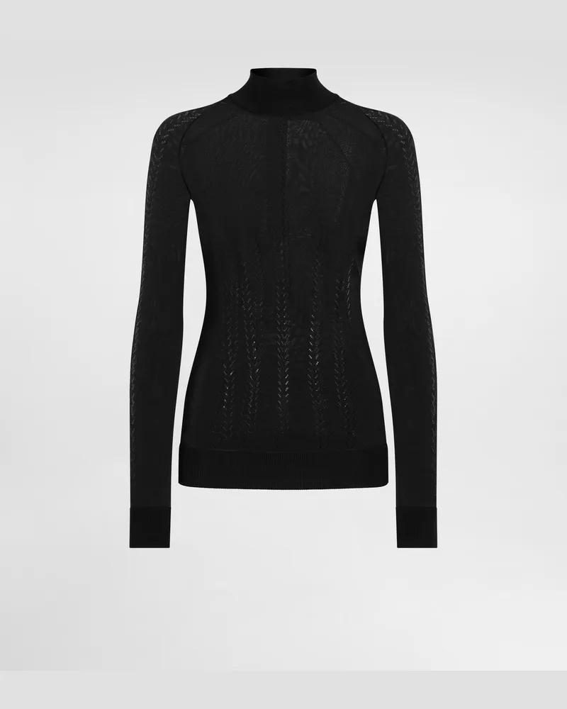 Dolce & Gabbana Stehkragenpullover Aus Seide - Frau Strickwaren Schwarz Schwarz