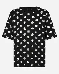 Dolce & Gabbana Kurzarm-T-Shirt aus Baumwolle DG Monogram Schwarz