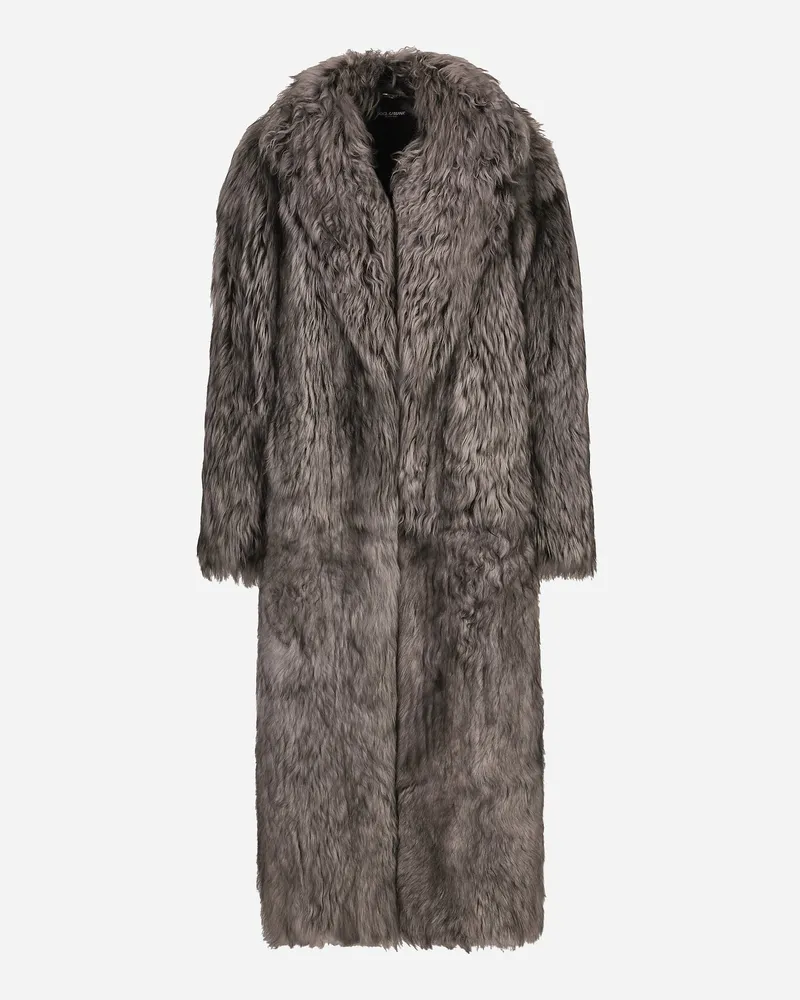 Dolce & Gabbana Mantel Aus Langhaarigem Schaffell - Mann Mäntel Und Jacken Grau Grau