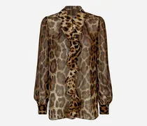 Chiffonbluse Leoprint Mit Rüschen - Frau Blusen Und Tops Animalprint Seide