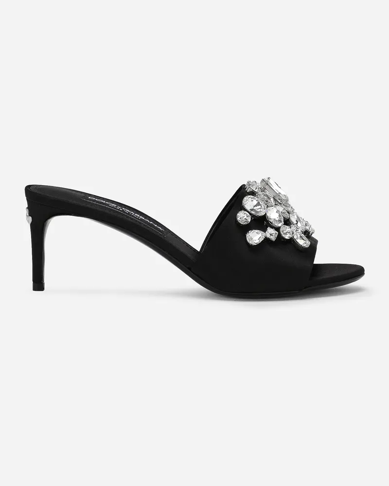 Dolce & Gabbana Mule Aus Satin Mit Stickerei - Frau Pantoletten Und Mules Mehrfarbig Schwarz
