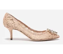 Dolce & Gabbana Lace rainbow pumps with brooch detailing Rosa