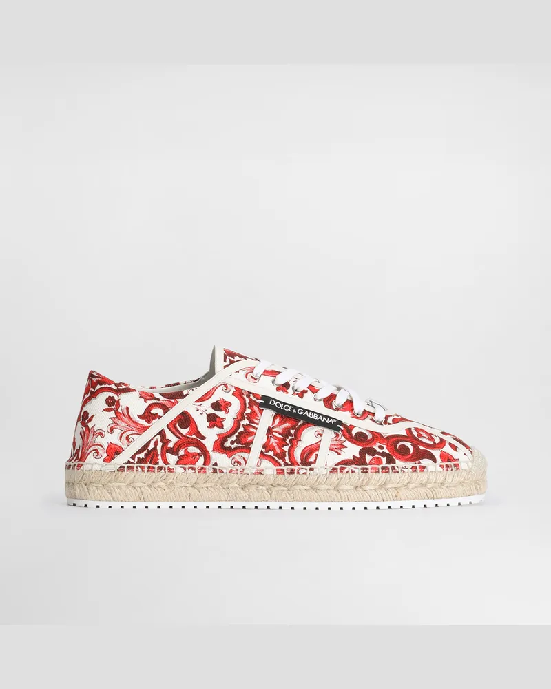 Dolce & Gabbana Espadrilles Aus Canvas Mit Majolika-print - Mann Sandalen Und Slides Mehrfarbig Mehrfarbig