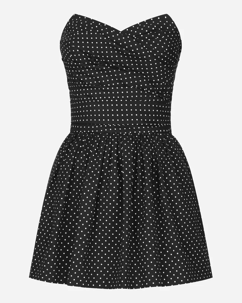 Dolce & Gabbana Bustier-minikleid Aus Baumwolle Punkteprint - Frau Kleider Drucken Drucken