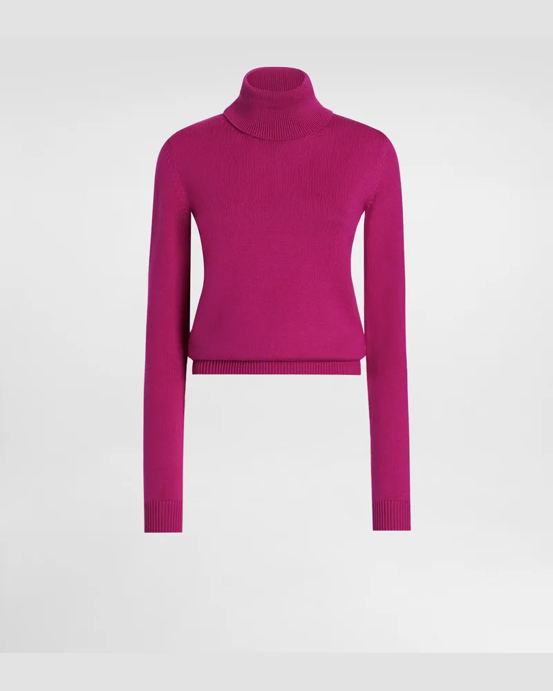 Dolce & Gabbana Rollkragenpullover Aus Wolle - Frau Strickwaren Rosa Rosa