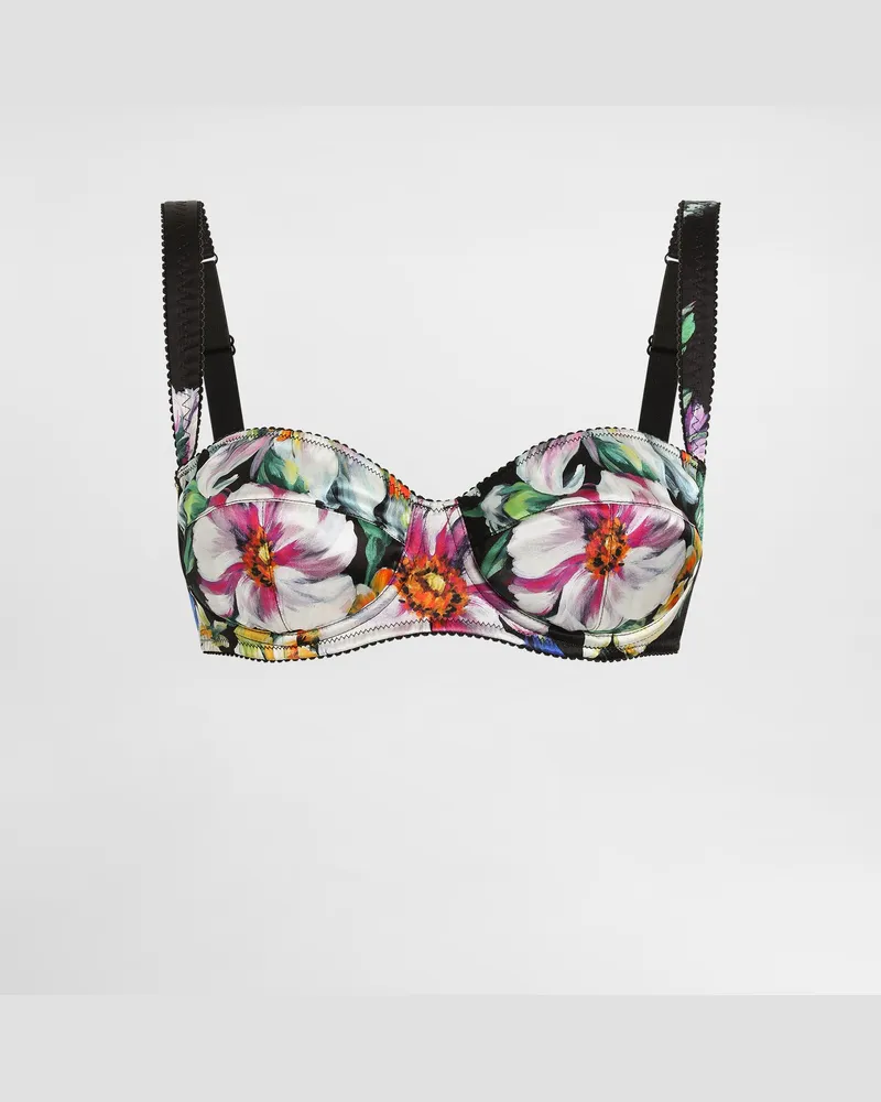 Dolce & Gabbana Balconette-bh Aus Satin Blumenprint - Frau Unterwäsche Drucken Drucken