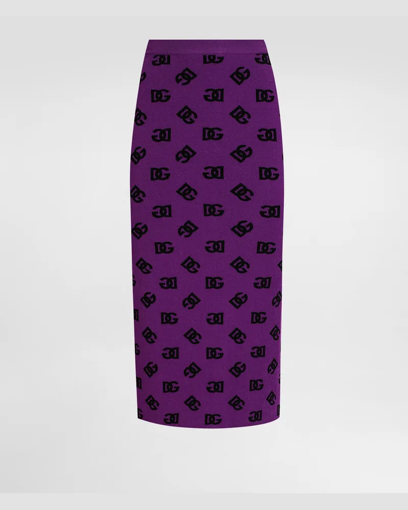 Dolce & Gabbana Jacquardrock Mit Schlitz - Frau Röcke Mehrfarbig Mehrfarbig