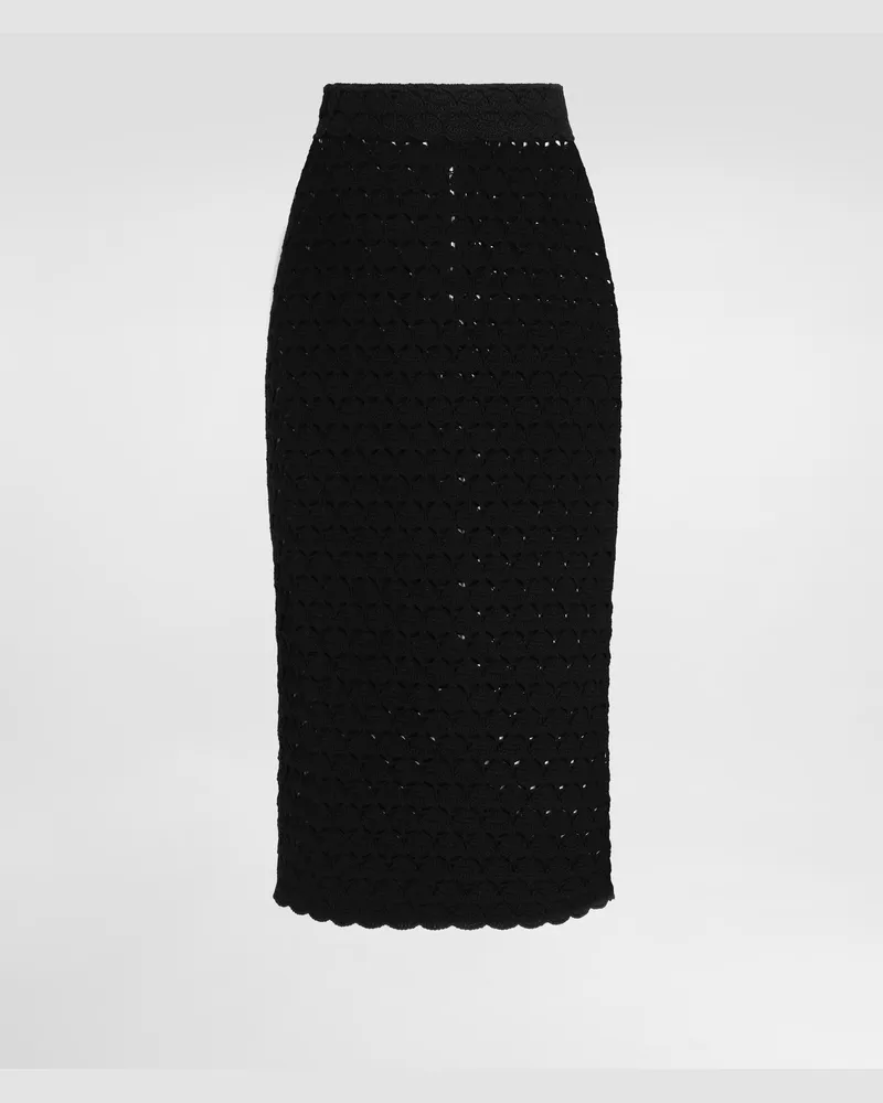 Dolce & Gabbana Rock Aus Häkelstrick - Frau Röcke Schwarz Black