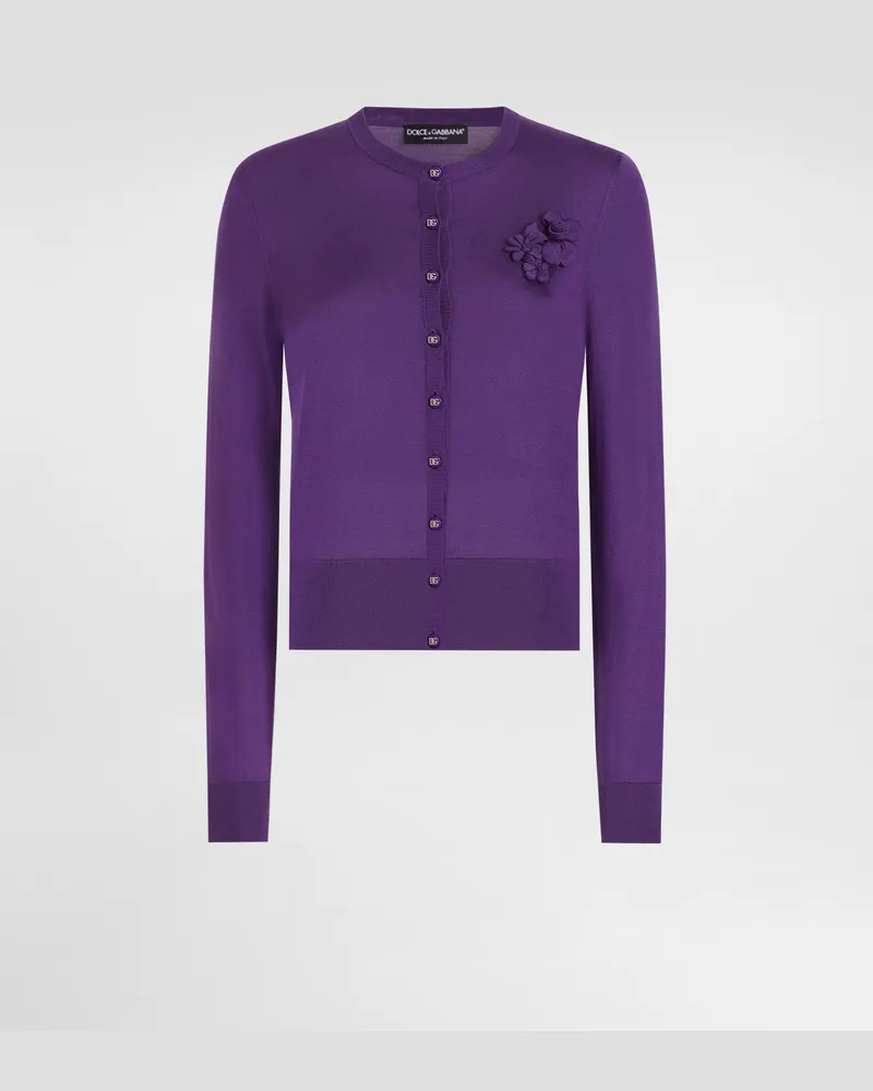 Dolce & Gabbana Rundhals-cardigan Aus Seide - Frau Strickwaren Violett Violett