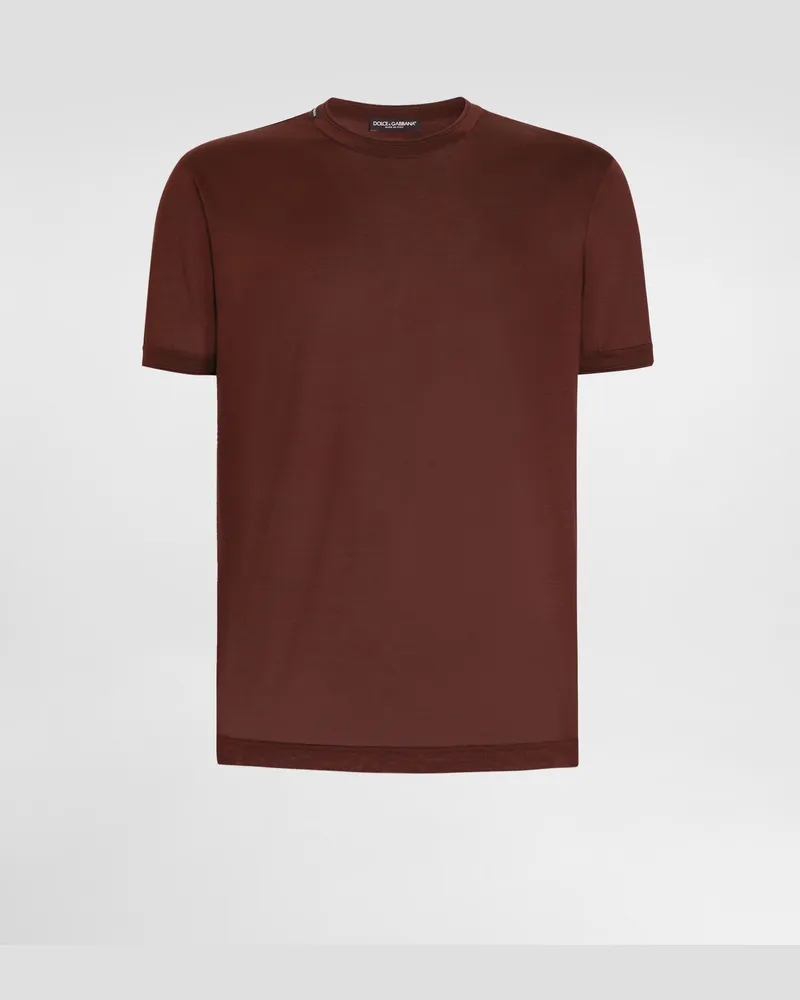 Dolce & Gabbana T-shirt Aus Seide Mit Rundhalsausschnitt - Mann T-shirts Und Polos Rot Rot