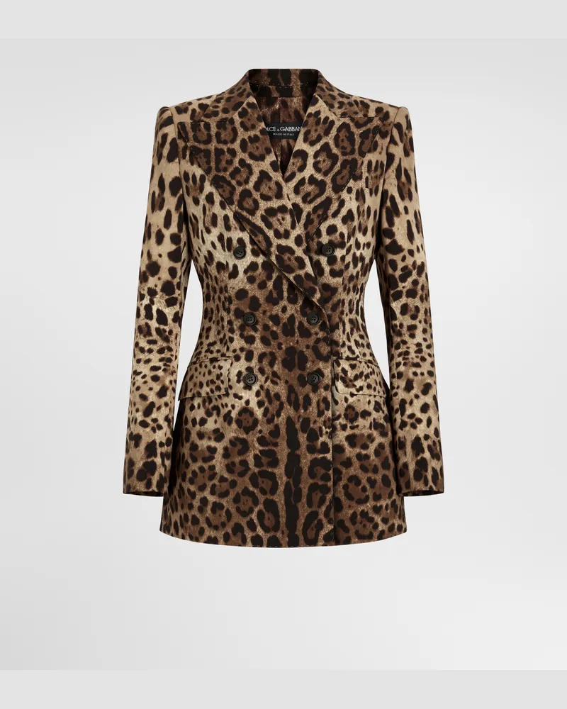 Dolce & Gabbana Jacke Turlington Aus Wolle Mit Zweireihiger Knopfleiste In Leo-print - Frau Blazer Animalprint Drucken