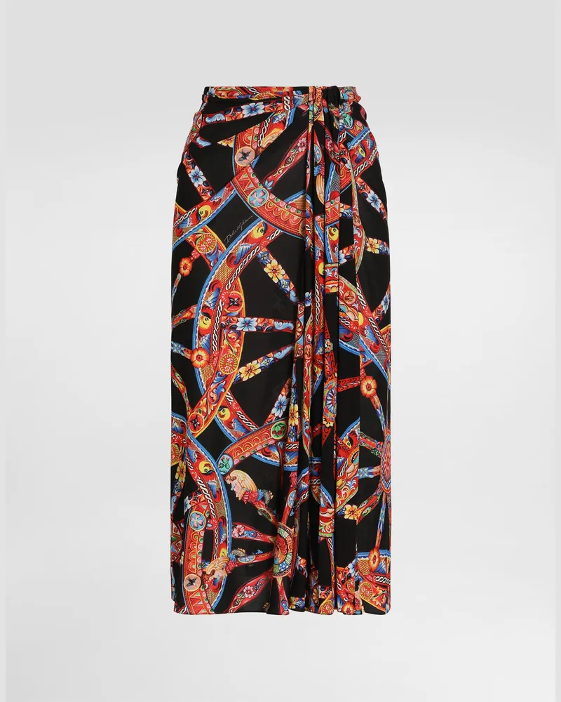 Dolce & Gabbana Rock Aus Viskosejersey Mit Carretto-print - Frau Röcke Multicolor Multicolor