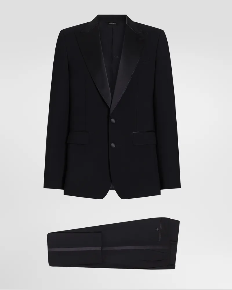 Dolce & Gabbana Single-breasted Wool Tuxedo Sicilia Light Suit - Mann Collection Blau 
