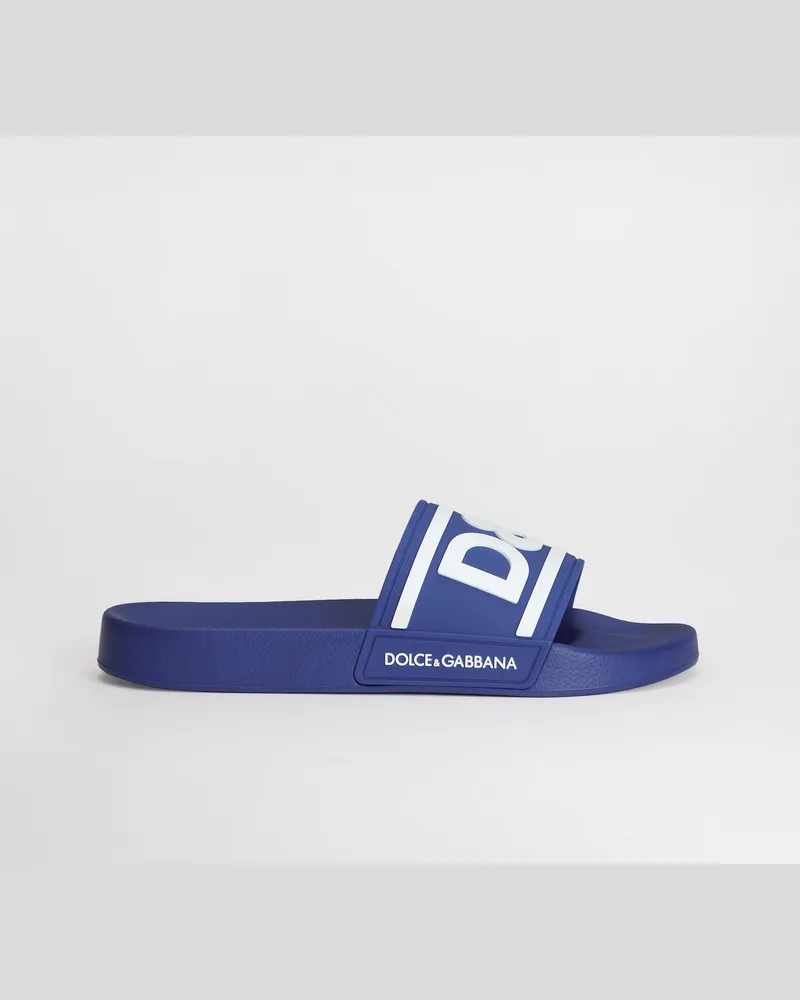 Dolce & Gabbana Badepantolette Aus Gummi Mit Dg-logo - Mann Sandalen Und Slides Wei� Gummi Mehrfarbig