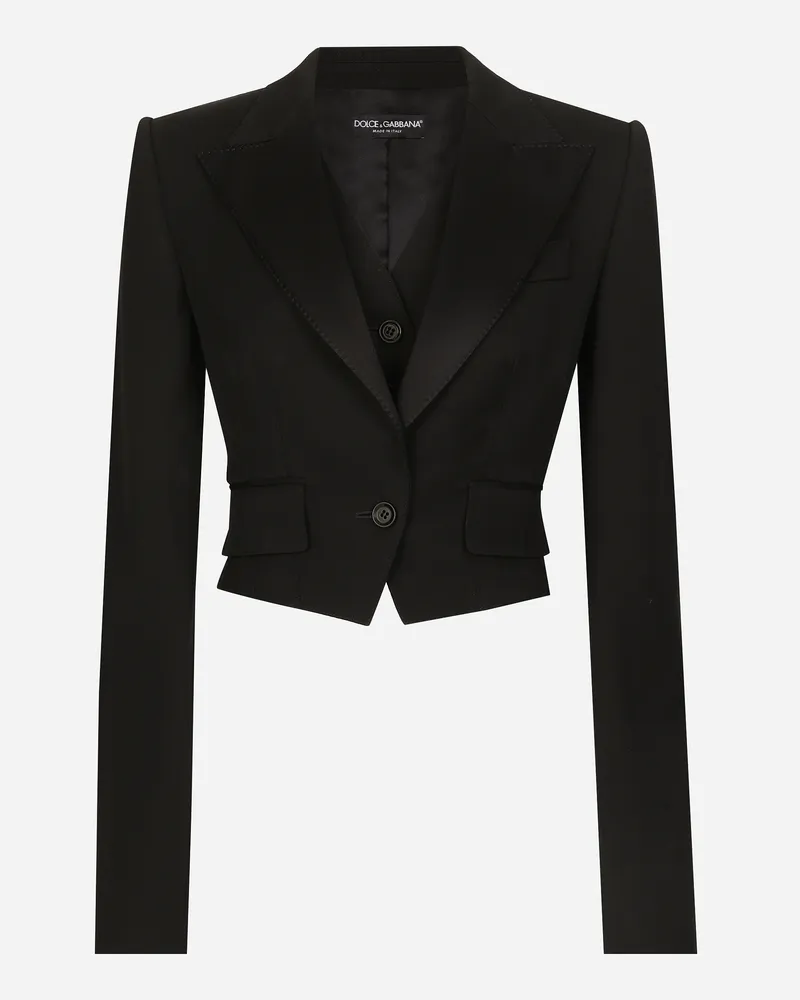 Dolce & Gabbana Kurzjacke Mit Eingearbeiteter Weste Aus Wollgabardine - Frau Blazer Schwarz Schwarz