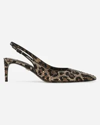 Dolce & Gabbana Slingback aus Satin und Thermostrass Animal-print