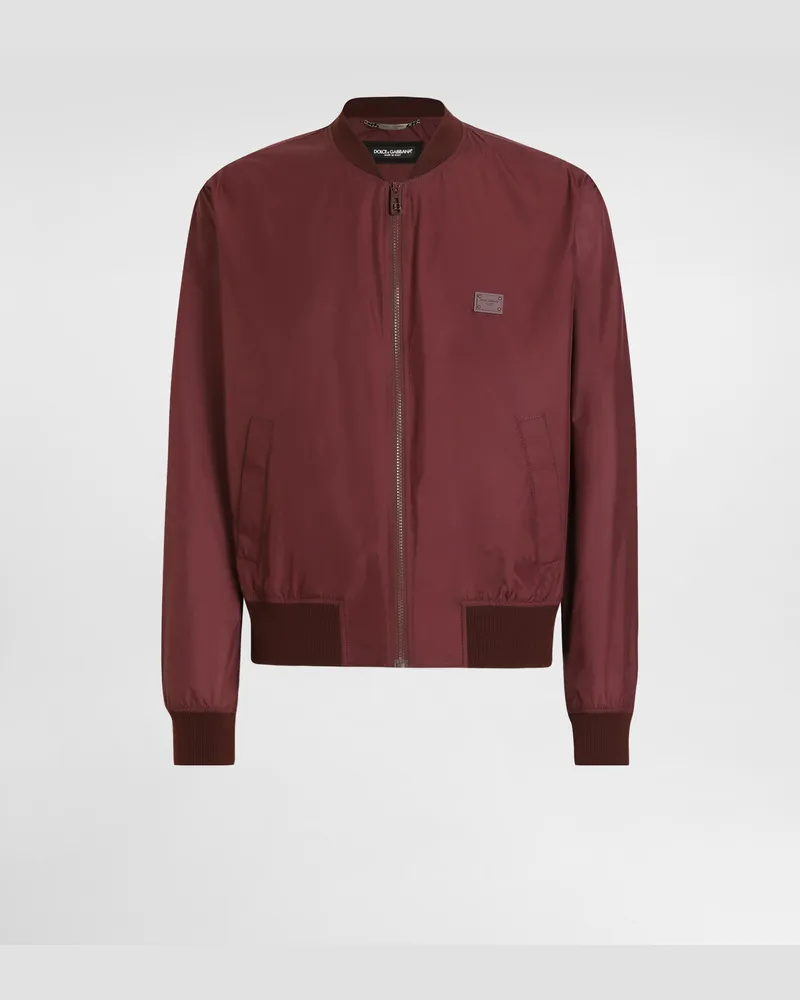 Dolce & Gabbana Bomberjacke Aus Technischem Gewebe Mit Plakette - Mann Mäntel Und Jacken Bordeaux Burgunderrot