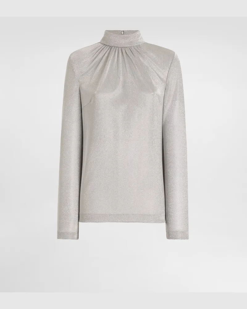 Dolce & Gabbana Lamé Jersey Top - Frau Collection Silber Silver