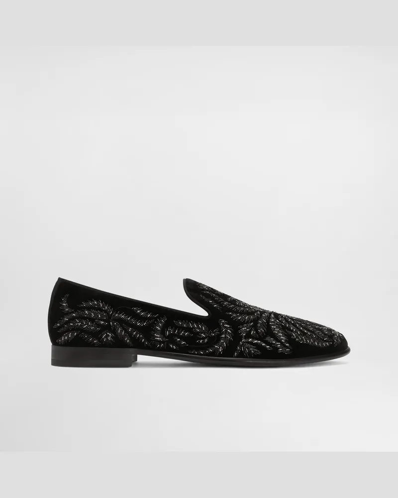 Dolce & Gabbana Samtpantoffeln - Mann Collection Schwarz 