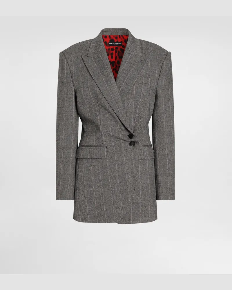 Dolce & Gabbana Jacke Aus Wolle Mit Doppelreiher-schnitt In Nadelstreifenoptik - Frau Collection #n/d Multicolor