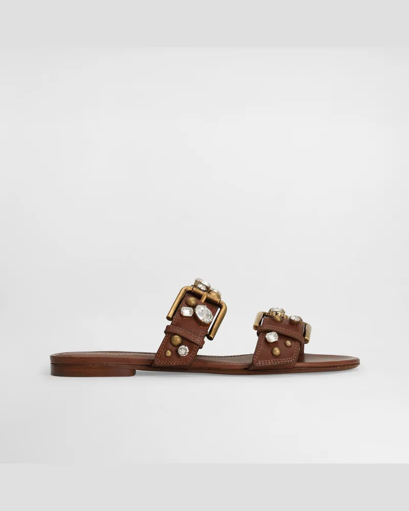 Dolce & Gabbana Cowhide Embellished Flat Slippers - Frau Pantoletten Und Mules Mehrfarbig Mehrfarbig