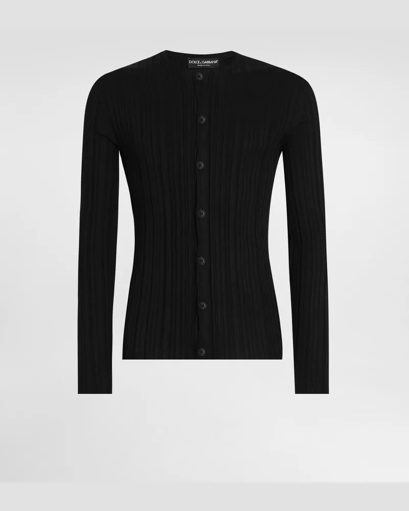 Dolce & Gabbana Langarmhemd Aus Seide - Mann Strickwaren Schwarz Schwarz