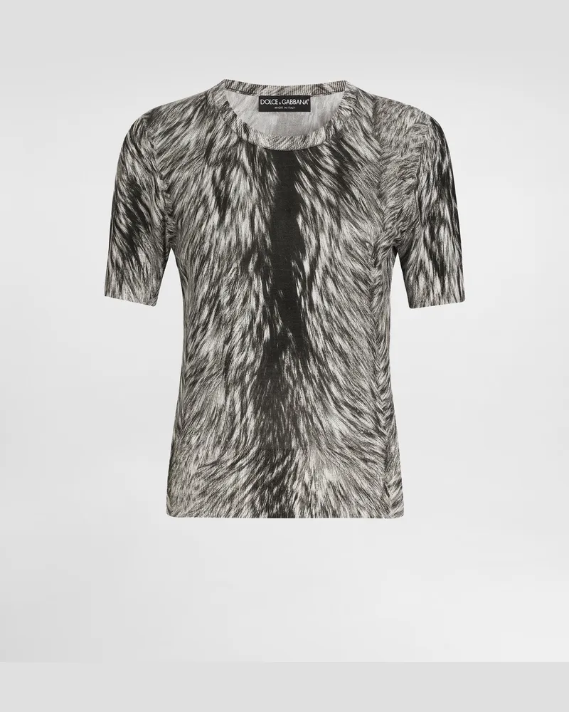 Dolce & Gabbana Seidenpullover Fellprint - Frau Strickwaren Grau Grau
