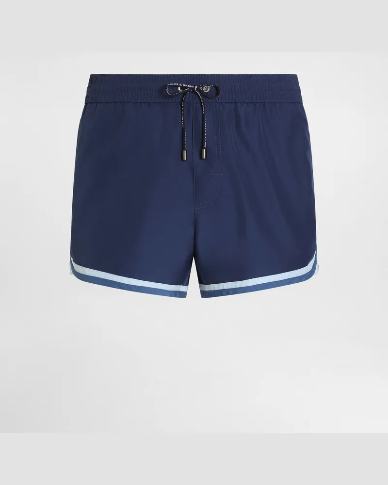 Dolce & Gabbana Badeboxershorts Aus Canvas - Mann Beachwear Blue Blue