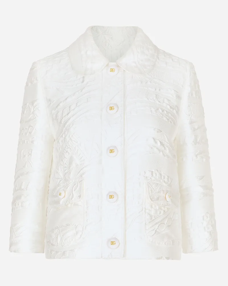 Dolce & Gabbana Jacke Gabbana Aus Brokat - Frau Mäntel Und Jacken Wei� Stoff Weiss